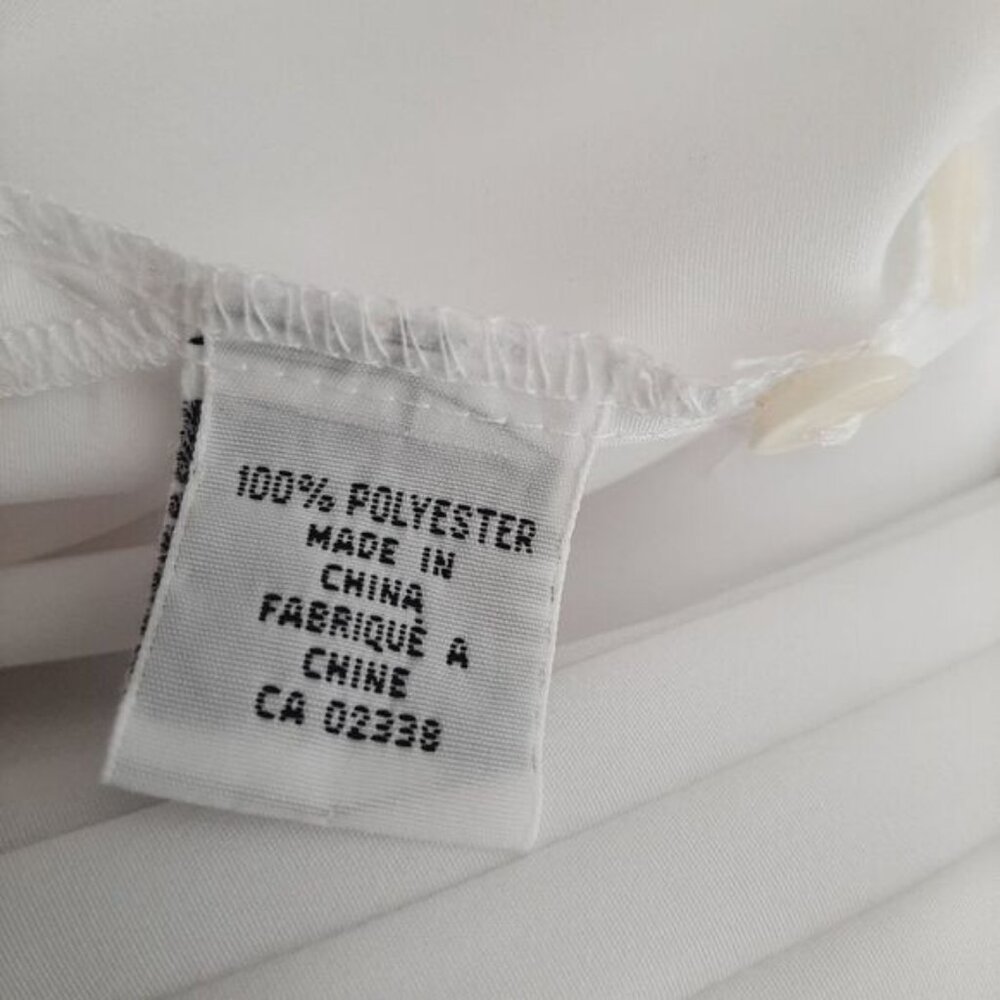 Vintage ANTONELLA Semi-Sheer Short Sleeve Button Down Blouse White Sz 12 P Flaw - Picture 15 of 15